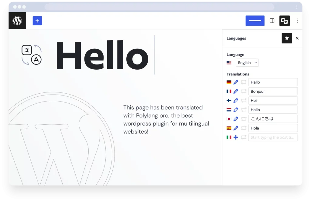 Complemento Polylang Pro para tu WordPress.